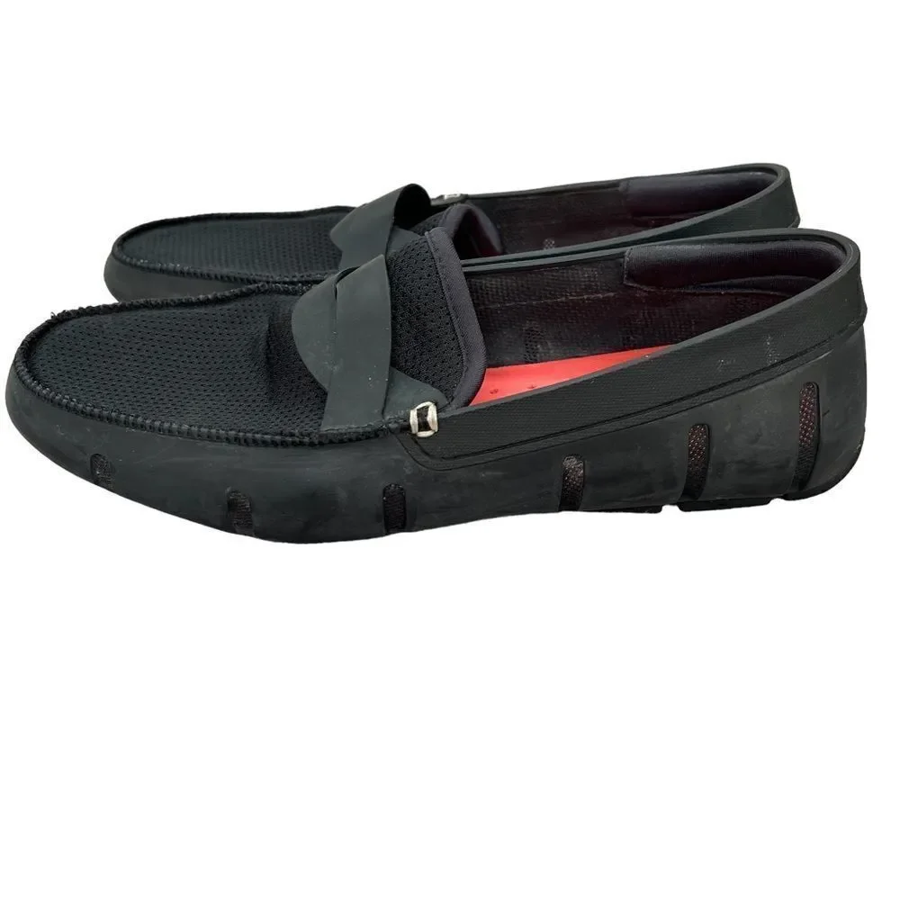 Men's SWIMS Penny Loafers Machine Washable Boat & Deck Shoes Black size 9
